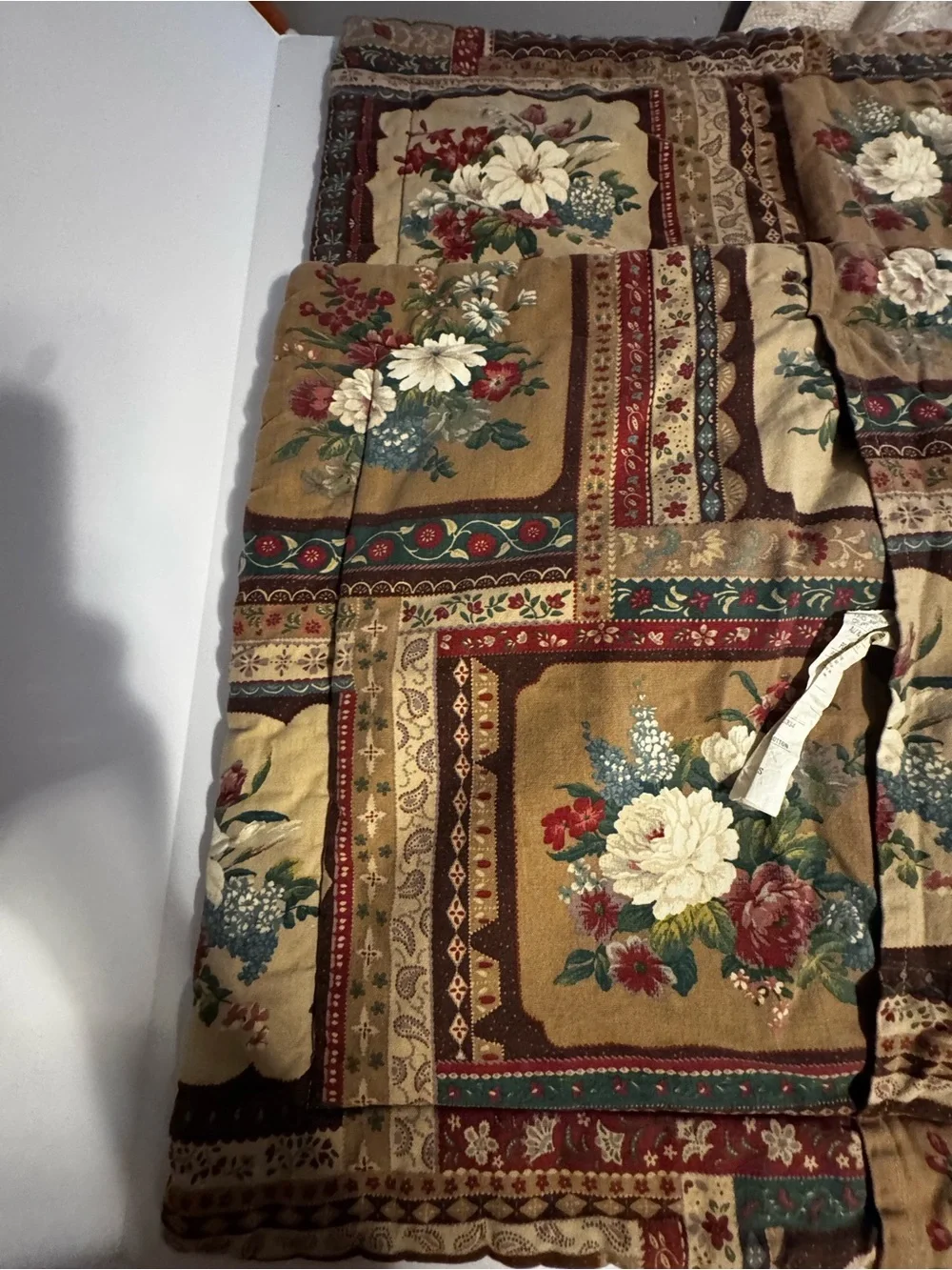 Lot of Two Floral Brown Standard Size Quilted Country Core Themed Pillow Shams